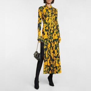 Balenciaga black and yellow sunflower print dress romper